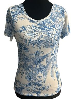 BTFL-life Short Sleeve Tee XS White Blue Floral